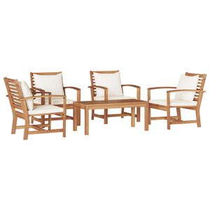 vidaXL Conjunto de sof&aacute;s de jard&iacute;n 5 pcs Natural Madera de teca maciza