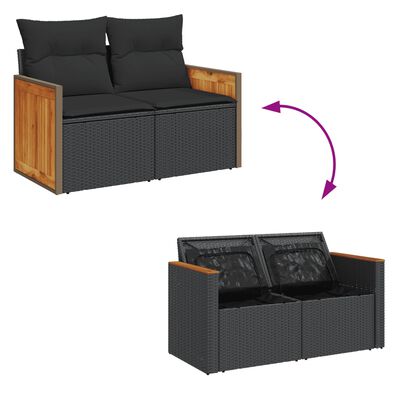 vidaXL Set de sofás de jardín 6 piezas y cojines ratán sintético negro