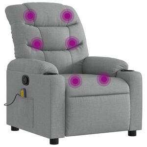 vidaXL Sill&oacute;n reclinable de masaje con tela gris claro