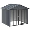 vidaXL Caseta perros con tejado acero galvanizado negro 117x103x102 cm
