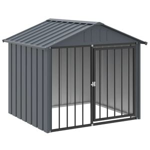 vidaXL Caseta perros con tejado acero galvanizado negro 117x103x102 cm