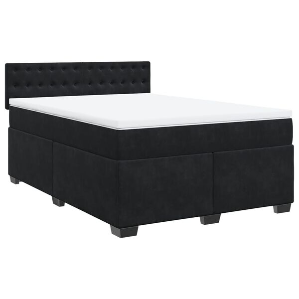 vidaXL Cama box spring con colch&oacute;n terciopelo negro 140x200 cm