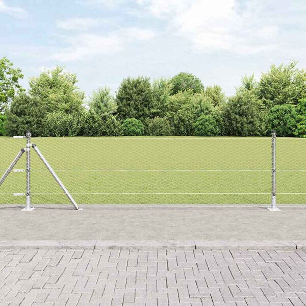 vidaXL Poste de Valla Plateado 25 x 0,5 m (malla de 25 mm) Acero