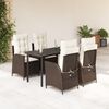 vidaXL Set comedor de jard&iacute;n 5 piezas y cojines rat&aacute;n sint&eacute;tico marr&oacute;n