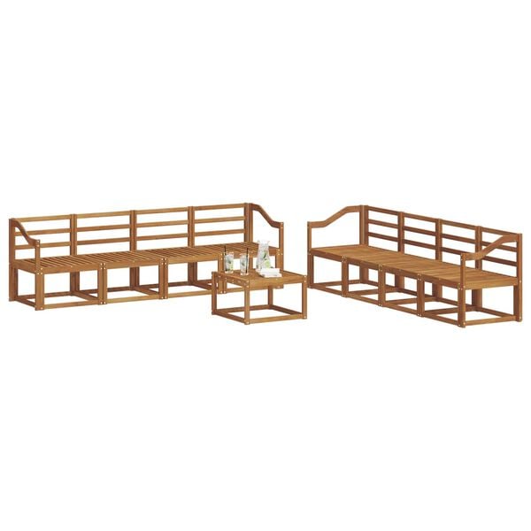 vidaXL Conjunto de sof&aacute;s de exterior 9 pcs Natural