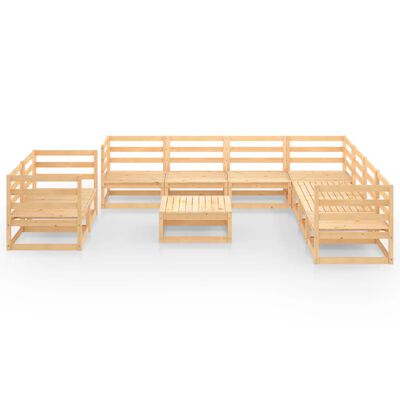 vidaXL Juego de muebles de jardín 10 piezas madera maciza de pino