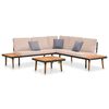 vidaXL Set muebles de jard&iacute;n 4 piezas y cojines madera maciza acacia