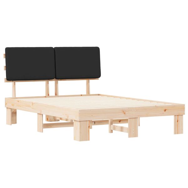 vidaXL Estructura de Cama con Cabecera Tapizada Negro 135 x 190 cm