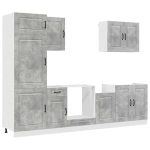 vidaXL Mueble cocina Kalmar gris hormig&oacute;n 7 pzas madera contrachapada