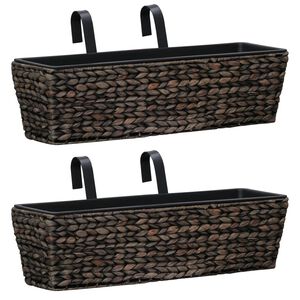vidaXL Conjunto de jardineras 2 unidades jacinto de agua marr&oacute;n