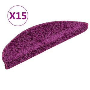 vidaXL Felpudos para escaleras (15 unidades, 56 x 17 x 3 cm, violeta, semicirculares)