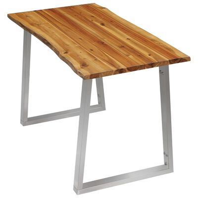 vidaXL Mesa de comedor madera de acacia y acero inoxidable 120x65x75cm