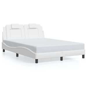 vidaXL Estructura de cama Viana sin colch&oacute;n cuero sint&eacute;tico blanco 140x190cm