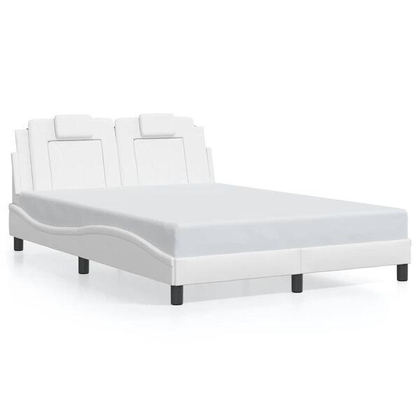 vidaXL Estructura de cama Viana sin colch&oacute;n cuero sint&eacute;tico blanco 140x190cm