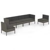 vidaXL Set de muebles de jard&iacute;n 6 pzas y cojines rat&aacute;n sint&eacute;tico gris