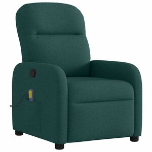 vidaXL Sill&oacute;n de masaje reclinable de tela verde oscuro