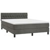 vidaXL Cama box spring colch&oacute;n y LED terciopelo gris oscuro 140x200 cm
