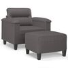 vidaXL Sill&oacute;n con taburete cuero sint&eacute;tico gris 60 cm