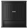 vidaXL Mueble de pared ba&ntilde;o BERG madera maciza negro 69,5x27x71,5 cm