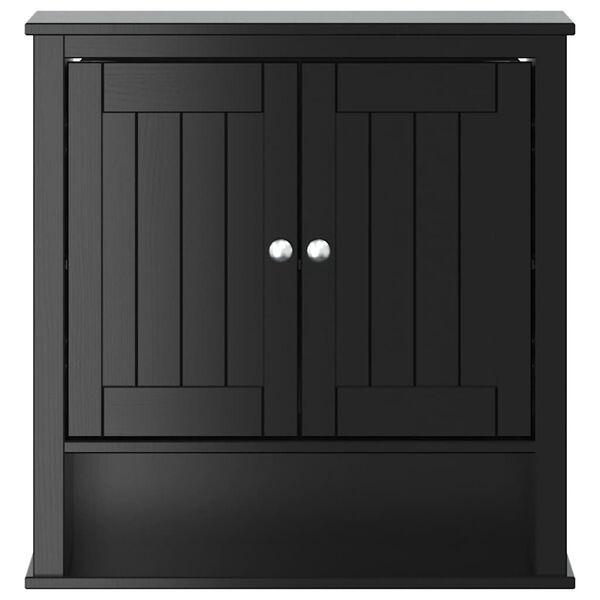 vidaXL Mueble de pared ba&ntilde;o BERG madera maciza negro 69,5x27x71,5 cm