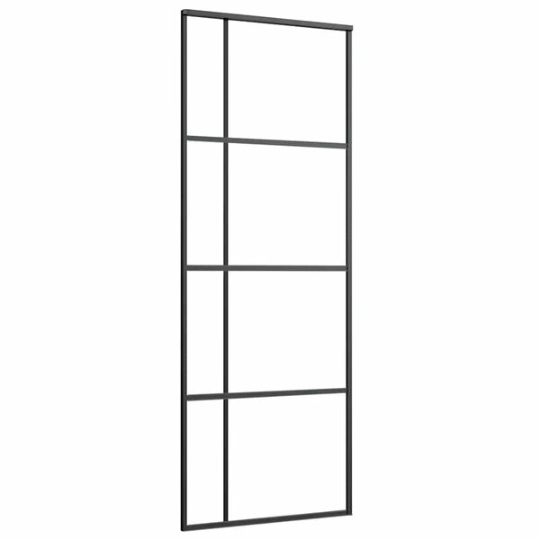 vidaXL Puerta corredera ESG vidrio y aluminio negra 76x205cm