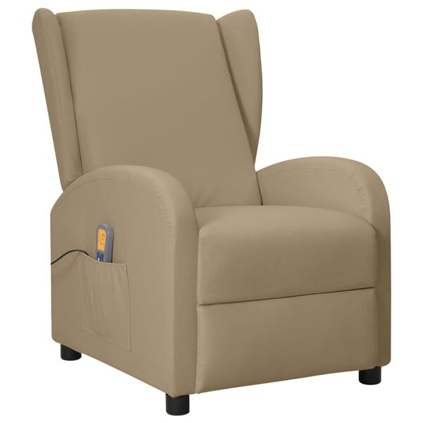 vidaXL Sill&oacute;n orejero de masaje de cuero sint&eacute;tico capuchino
