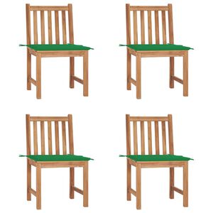 vidaXL Sillas de jard&iacute;n 4 unidades madera maciza de teca con cojines