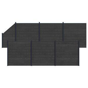 vidaXL Panel de valla 7 pcs WPC y Aluminio Negro