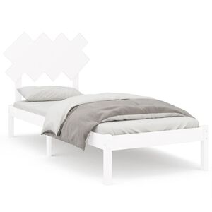 vidaXL Estructura de cama de madera maciza blanca 90x190 cm