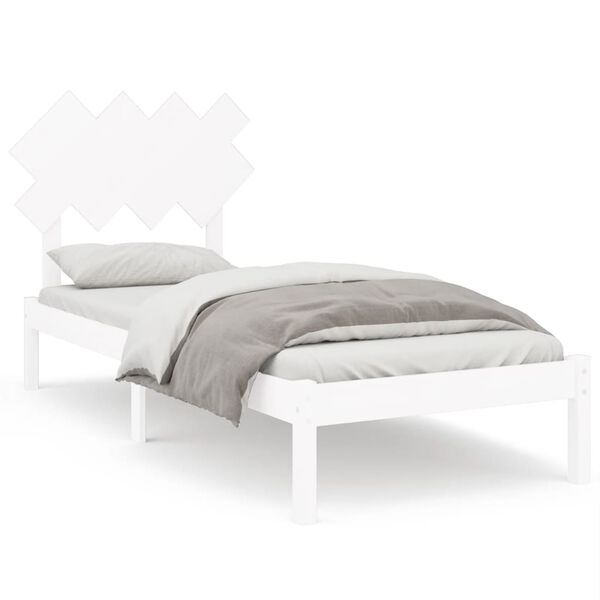 vidaXL Estructura de cama de madera maciza blanca 90x190 cm