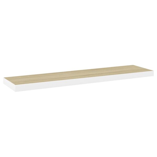 vidaXL Estante flotante pared 2 uds MDF roble y blanco 120x23,5x3,8 cm