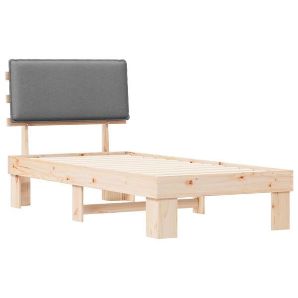 vidaXL Estructura de Cama con Cabecera Tapizada Gris Claro