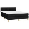 vidaXL Cama box spring colch&oacute;n y luces LED tela negro 140x200 cm