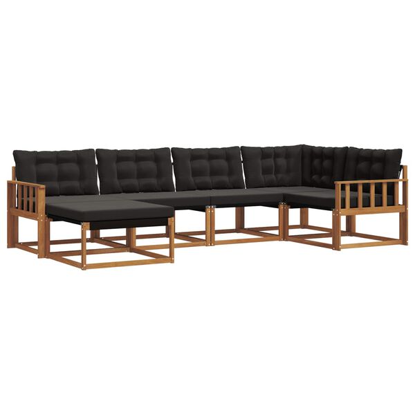 vidaXL Conjunto de sof&aacute;s de exterior con coj&iacute;n 6 pcs Natural y negro
