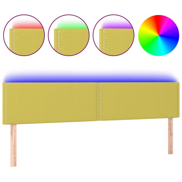 vidaXL Cabecero con LED de tela verde 160x5x78/88 cm