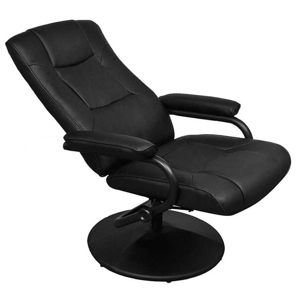 vidaXL Sill&oacute;n de TV con reposapi&eacute;s cuero sint&eacute;tico sint&eacute;tico negro