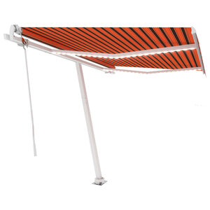 vidaXL Toldo autom&aacute;tico LED sensor de viento naranja marr&oacute;n 300x250 cm