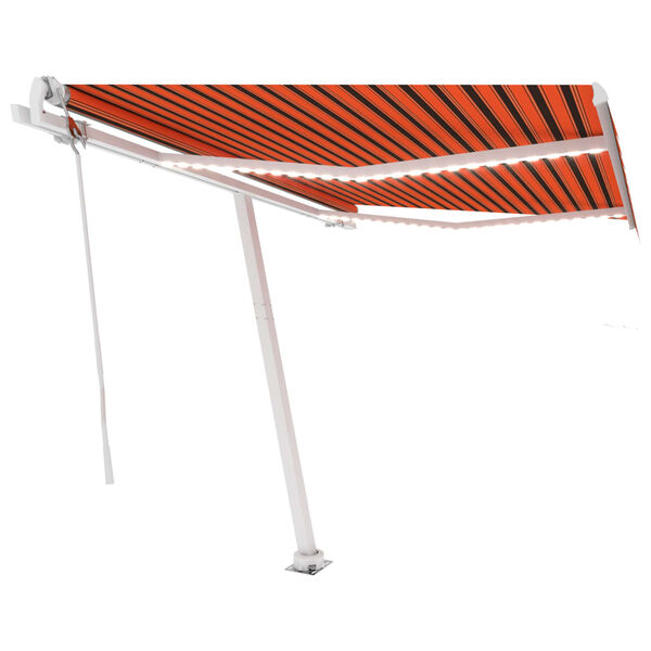 vidaXL Toldo autom&aacute;tico LED sensor de viento naranja marr&oacute;n 300x250 cm
