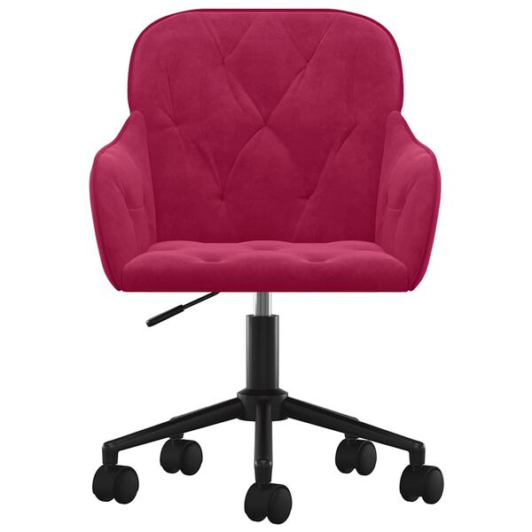 vidaXL Silla de oficina giratoria de terciopelo rojo tinto