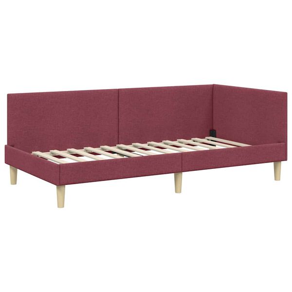 vidaXL Estructura de cama en esquina Rojo vino 100 cm x 200 cm