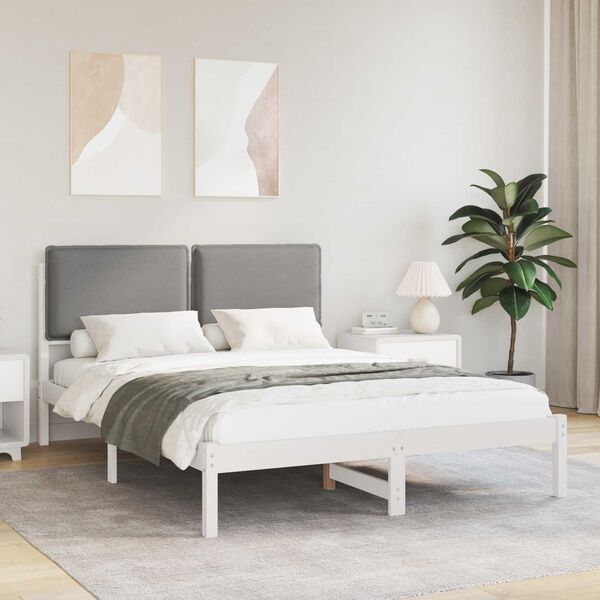 vidaXL Estructura de Cama con Cabecera Tapizada Gris Claro