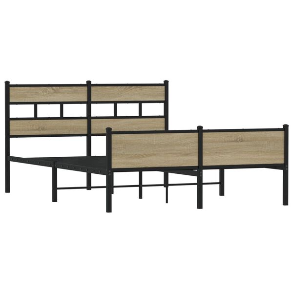 vidaXL Estructura de cama sin colch&oacute;n madera roble Sonoma 137x190 cm