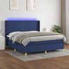 vidaXL Cama box spring colch&oacute;n y luces LED tela azul 160x200 cm