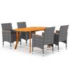 vidaXL Juego de comedor para jard&iacute;n de 5 piezas gris