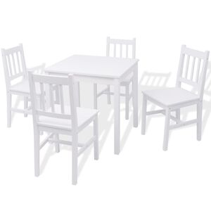 vidaXL Conjunto de comedor 5 piezas madera de pino blanco