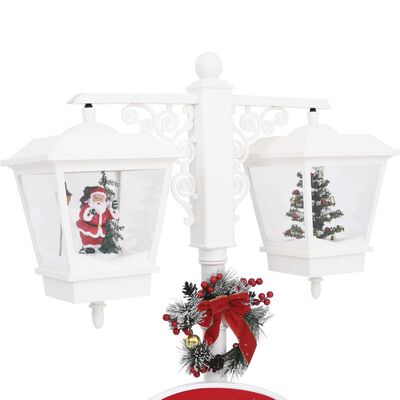 vidaXL Farola de Navidad con Papá Noel PVC blanco y rojo 81x40x188 cm