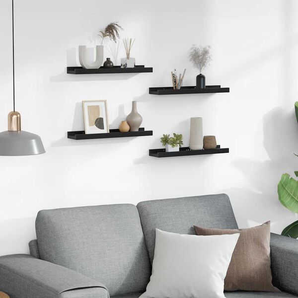 vidaXL Estantes de pared 4 unidades negro 40x9x3 cm