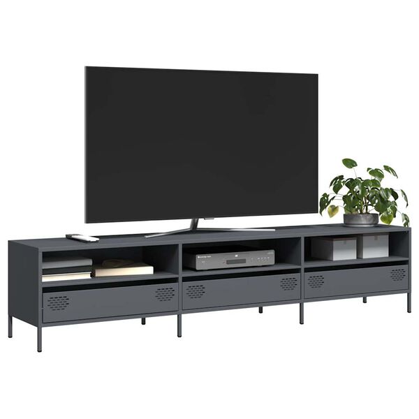 vidaXL Mueble de TV acero laminado en frío antracita 202x39x43,5 cm
