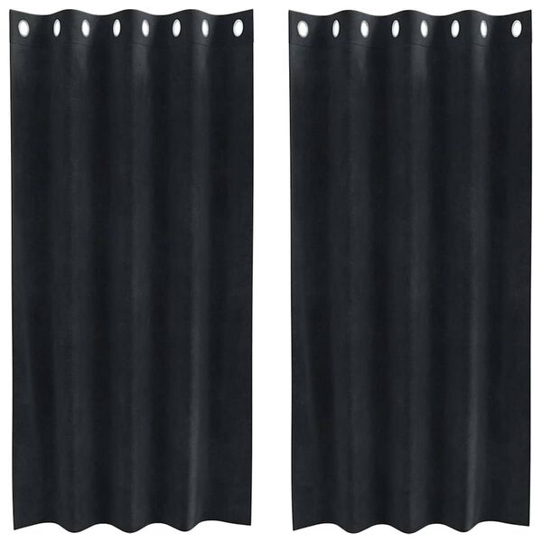 vidaXL Cortinas opacas 2 pcs Negro 140 x 175 cm Terciopelo