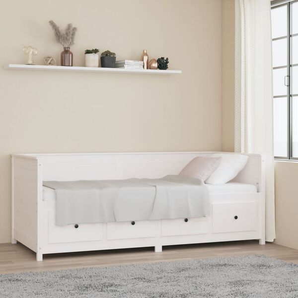 vidaXL Sofá cama sin colchón madera maciza de pino blanco 90x200 cm